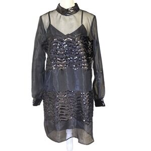 ModCloth Dress Women’s‎ Small Sequin Sheer Black